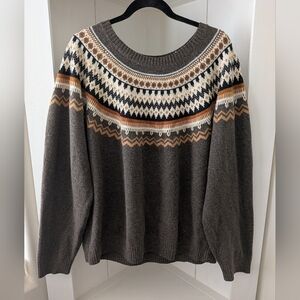 Weatherproof Brown and Cream Patterned Crewneck Sweater